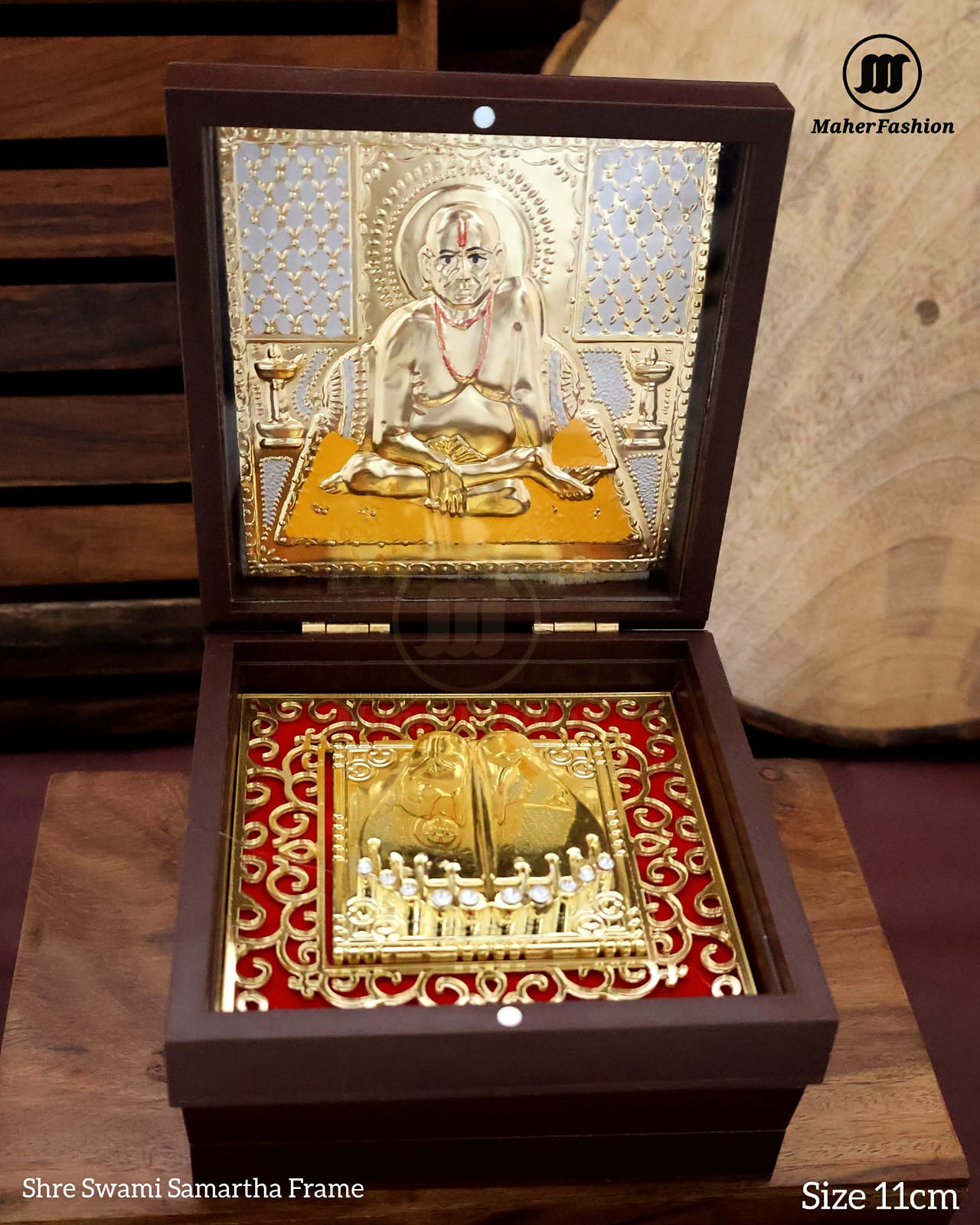 Gold Plated Shri Swami Samarth Maharaj Charan Paduka Set With Box For  Gift,For Pooja